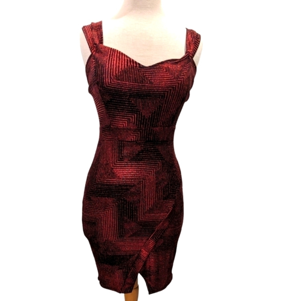 Olive Tree Sparkly Red Cocktail BodyCon Dress